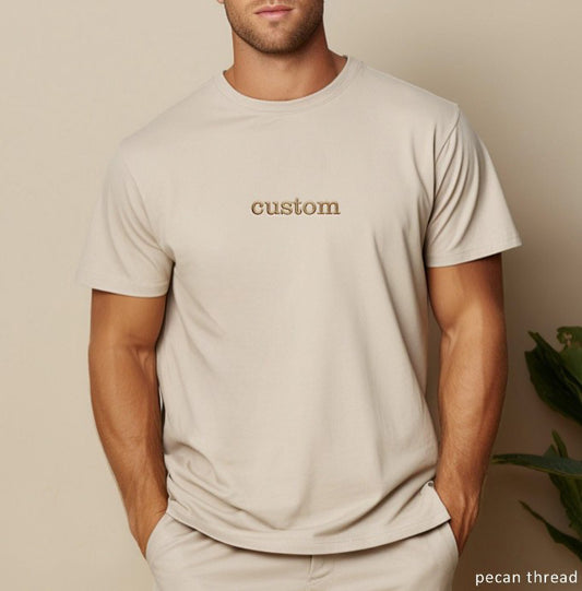 Personalized Text T-Shirt | Custom Embroidered 100% Cotton Gift X5