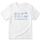 A white t-shirt with a graphic design featuring various objects such as a basket, teapot, cup, and flowers, along with the text "in my grandma era" printed on it.