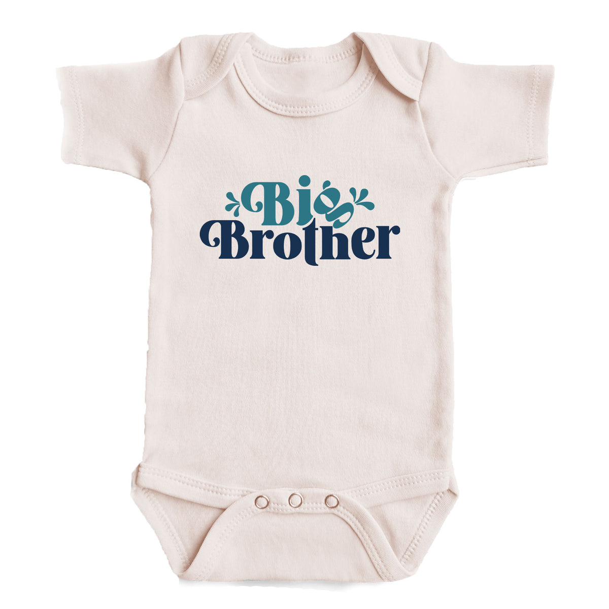 A baby onesie with the text "Big Brother" printed on it.