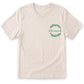 A beige t-shirt with a green wreath design and the word "blessed" written on it.