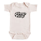 A baby onesie with the text "Game Day" printed on it.