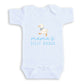 A white baby onesie with a cartoon image of a duck and the text "mama's SILLY GOOSE" printed on it.