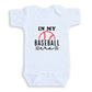 A white baby onesie with the text "IN MY BASEBALL ERA" printed on it.