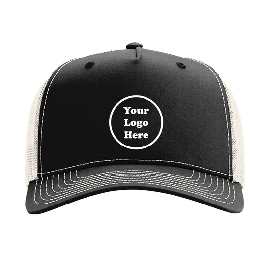 A black baseball cap with a white logo on the front.