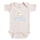 A baby onesie with a cartoon image of a duck and the text "mama's SILLY GOOSE" printed on it.