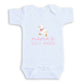 A white baby onesie with a cartoon duck and the text "mama's SILLY GOOSE" printed on it.