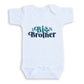 A white baby onesie with the text "Big Brother" printed on it.