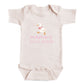 A baby onesie with a cartoon image of a duck and the text "mama's silly goose" printed on it.