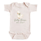 A baby onesie with a cartoon image of a duck and the text "Silly Goose est. 2027" printed on it.