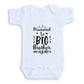 A white baby onesie with a black text design that reads "Promoted to Big Brother again".