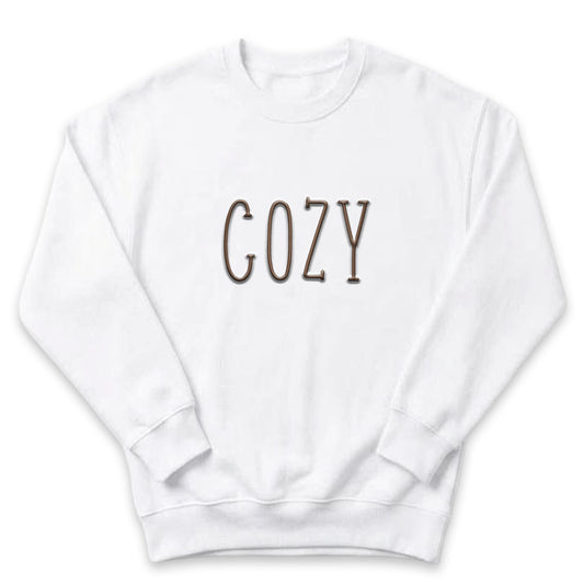 "Cozy" Sweater | Custom Embroidered Holiday Aesthetic Crewneck A14