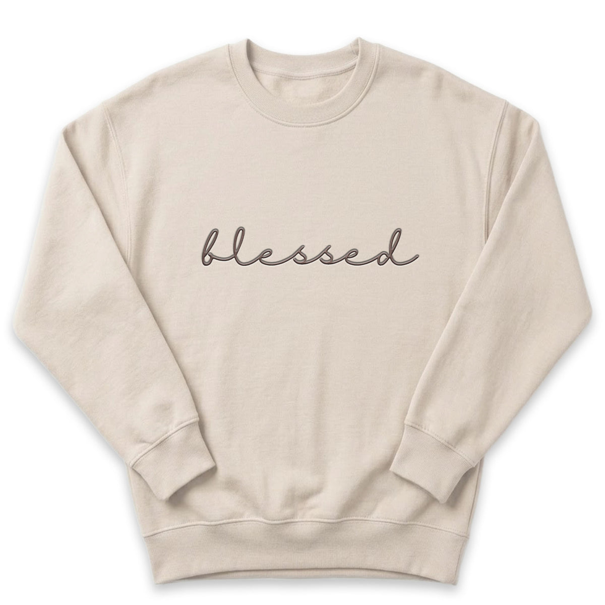 Minimalist "Blessed" Sweatshirt | Custom Embroidered Religious Top A15