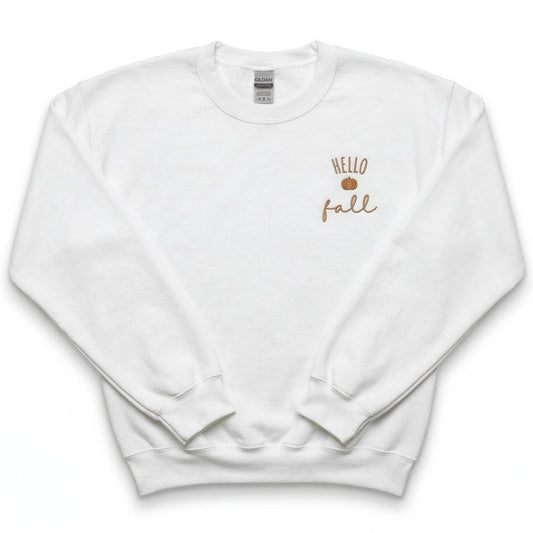 Hello Fall Pumpkin Sweater | Custom Embroidered Autumn Sweatshirt A20