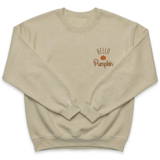Hello Pumpkin Autumn Sweater | Custom Embroidered Fall Sweatshirt A21