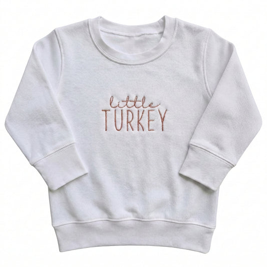 Little Turkey Kids' Sweater | Custom Thanksgiving Embroidery A28