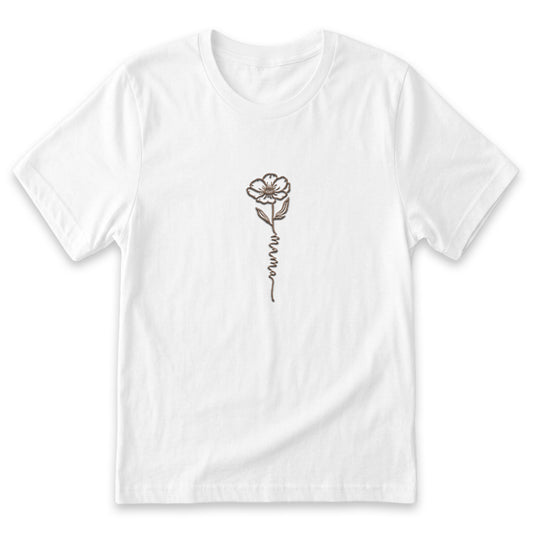 Dainty Mama Flower T-Shirt | Custom Embroidered Mother's Day Gift C45