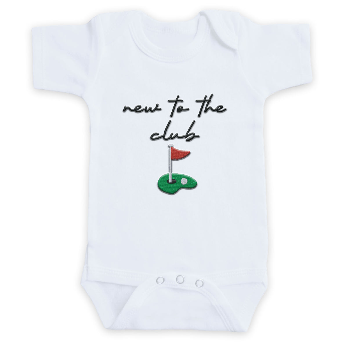 New to the Club ONESIES® | Funny Custom Embroidered Golf Bodysuit D4