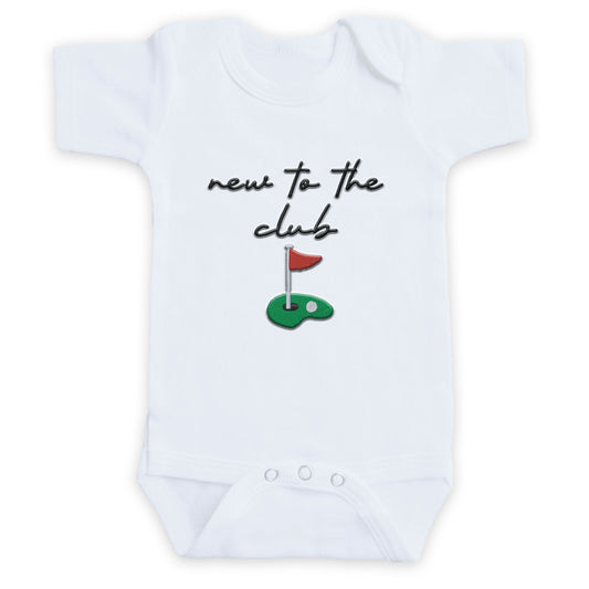New to the Club ONESIES® | Funny Custom Embroidered Golf Bodysuit D4