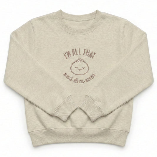 Dim Sum Kid's Sweater | Funny Custom Embroidered Dumpling Crewneck E18