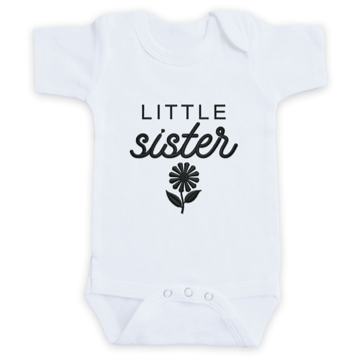 Little Sister Flower ONESIES® Bodysuit | Custom Sibling Embroidery E27