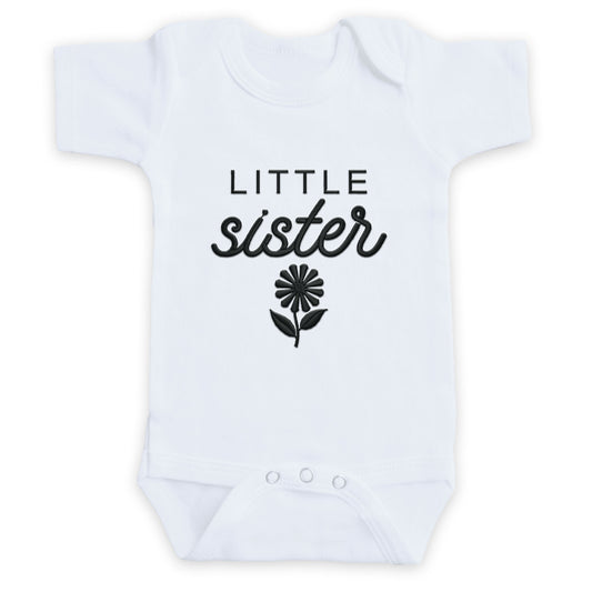 Little Sister Flower ONESIES® Bodysuit | Custom Sibling Embroidery E27