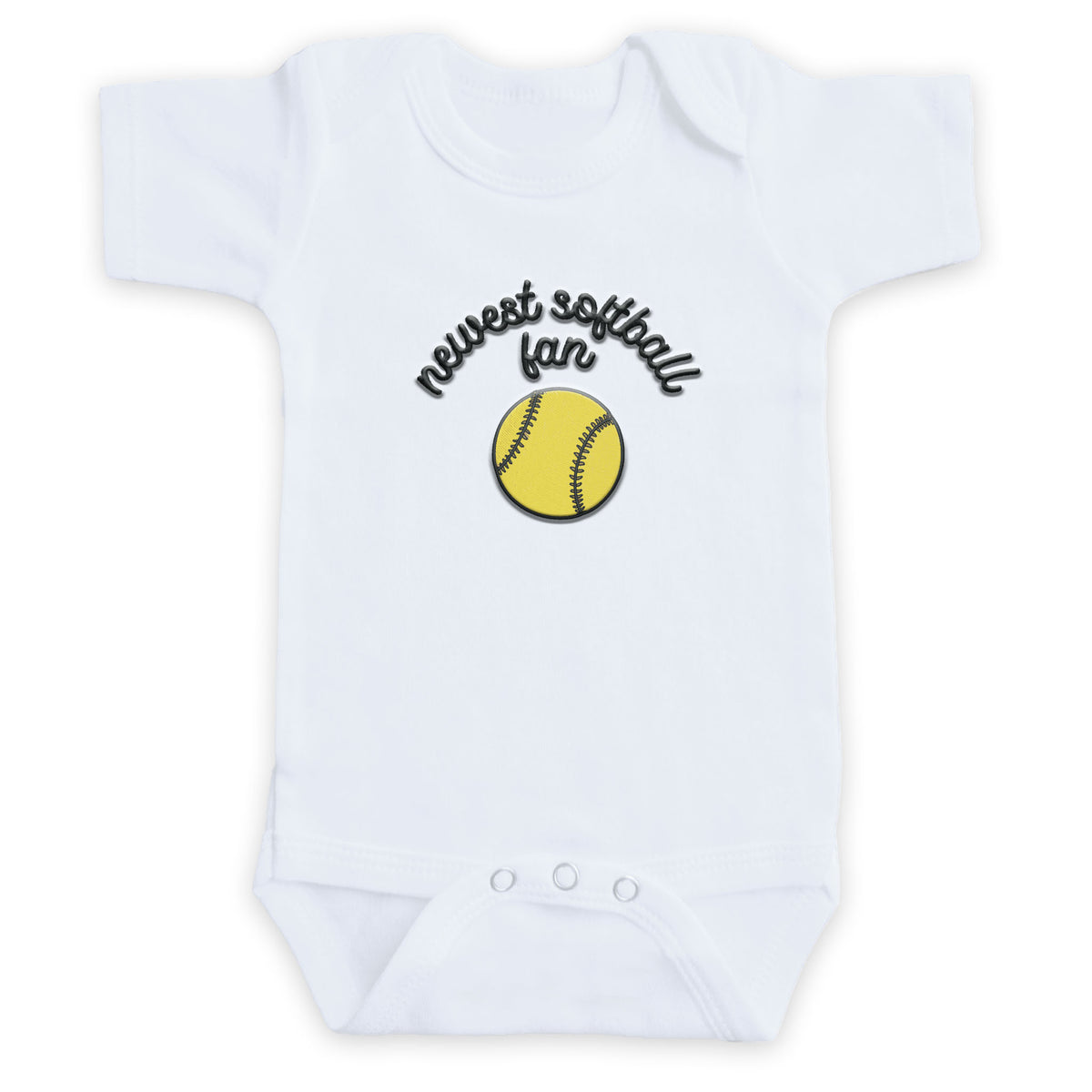 Newest Softball Fan ONESIES® Bodysuit | Sporty Custom Embroidery E2