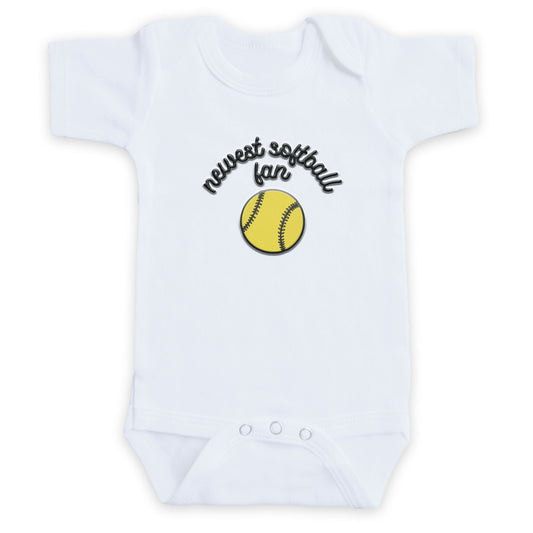 Newest Softball Fan ONESIES® Bodysuit | Sporty Custom Embroidery E2