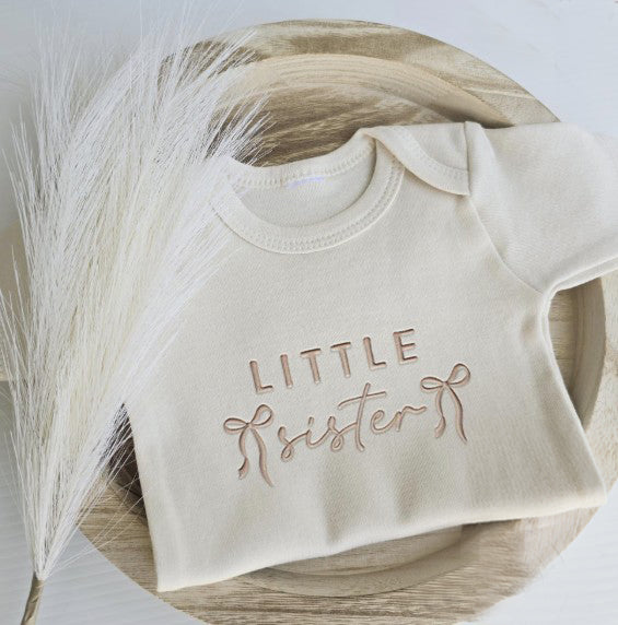 Little Sister with Bows ONESIES® | Sweet Custom Embroidered Bodysuit E40