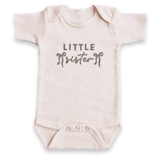 Little Sister with Bows ONESIES® | Sweet Custom Embroidered Bodysuit E40