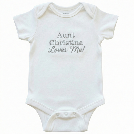 Personalized Auntie Loves Me ONESIES® | Custom Embroidered Name Z162
