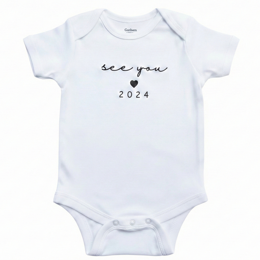 See You in Custom Date ONESIES® | Embroidered Baby Announcement Z45