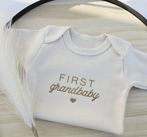 FIRST Grandbaby ONESIES® | Custom Embroidered Pregnancy Reveal Grand 441