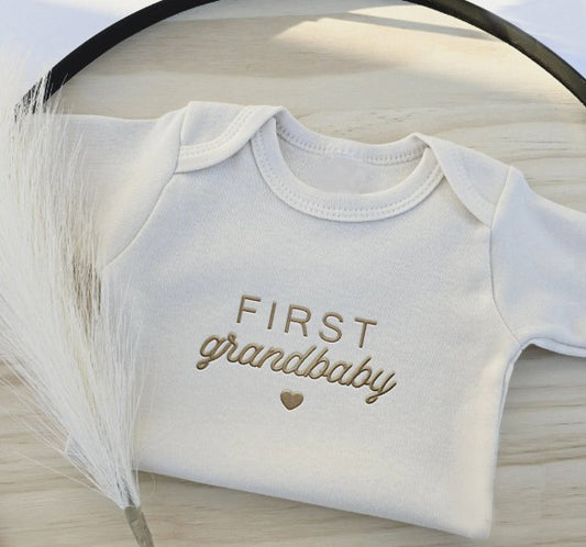 FIRST Grandbaby ONESIES® | Custom Embroidered Pregnancy Reveal Grand 441