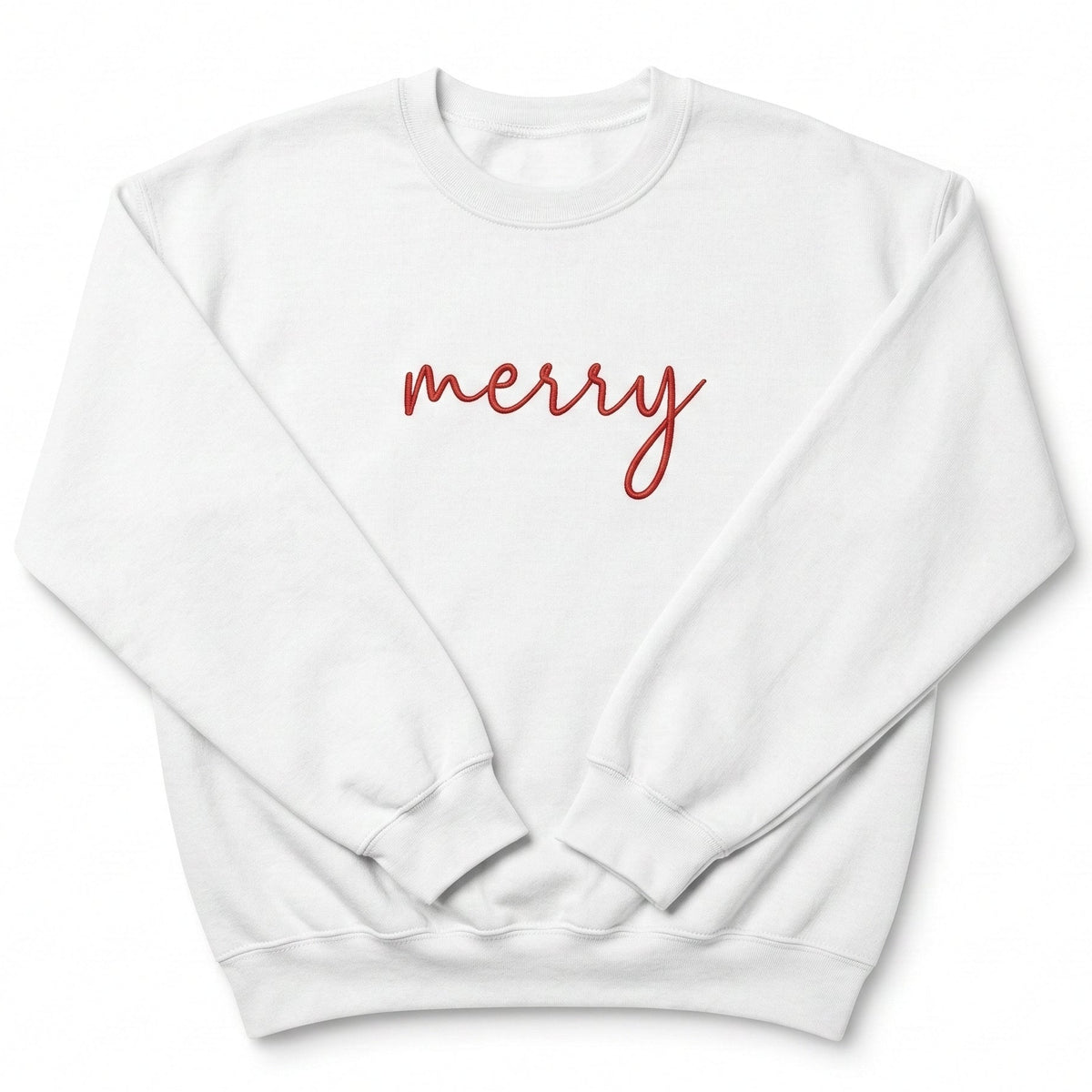"Merry" Christmas Sweater | Cozy Embroidered Holiday Crewneck H26