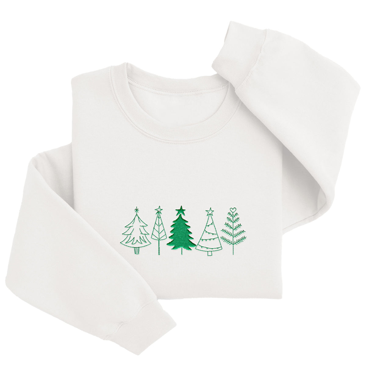 Festive Christmas Trees Sweater | Custom Embroidered Holiday Crewneck H3