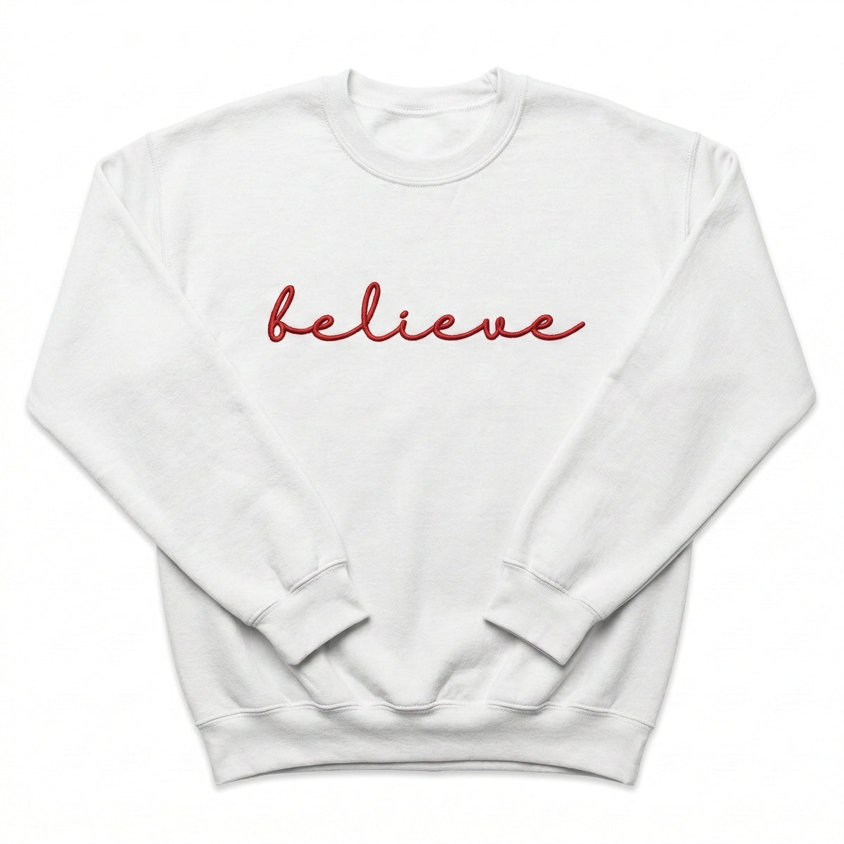 "believe" Christmas Sweater | Embroidered Holiday Crewneck H31