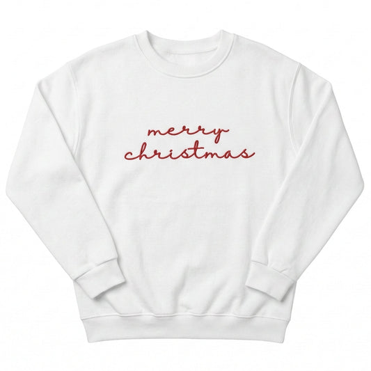 Simple "Merry Christmas" Sweater | Embroidered Holiday Crewneck H4