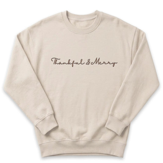 Thankful and Merry Christmas Sweater | Custom Holiday Embroidery H48