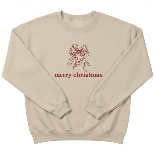 Merry Christmas Festive Bell Sweater | Embroidered Crewneck H56