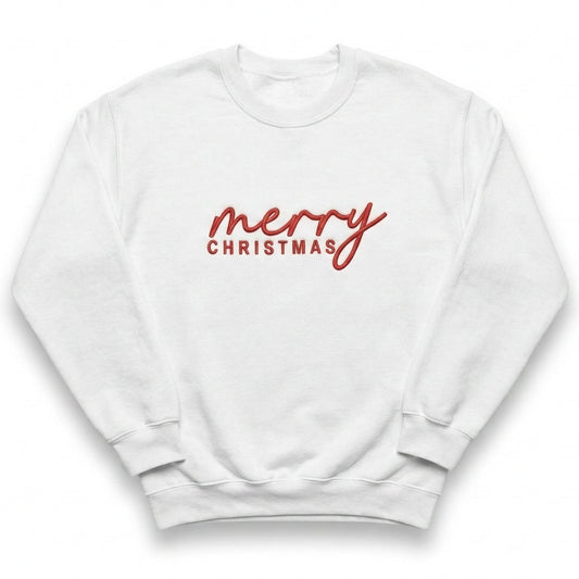 Merry Christmas Holiday Sweater | Cozy Embroidered Crewneck H61