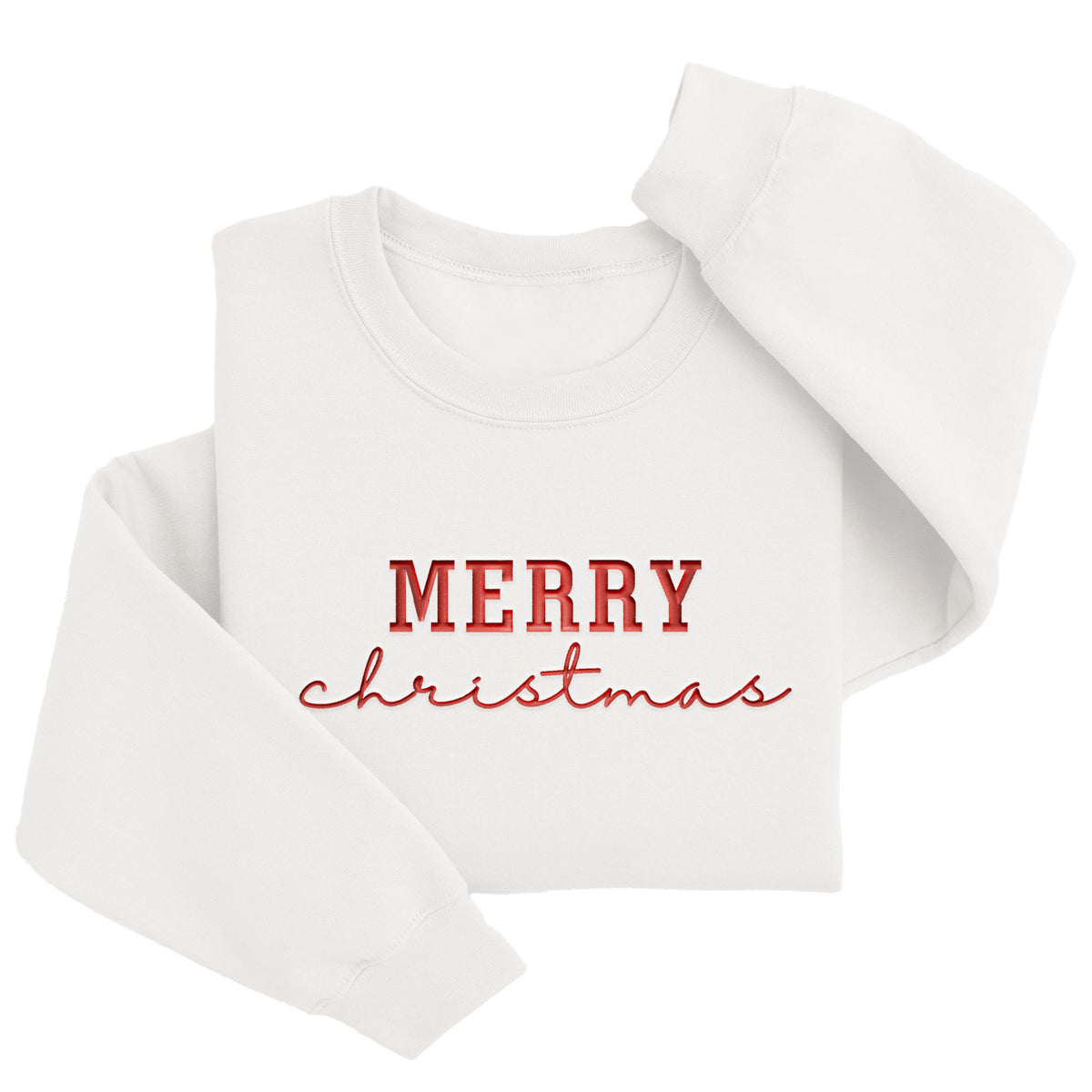 "Merry Christmas" Sweater | Festive Custom Embroidered Crewneck H63