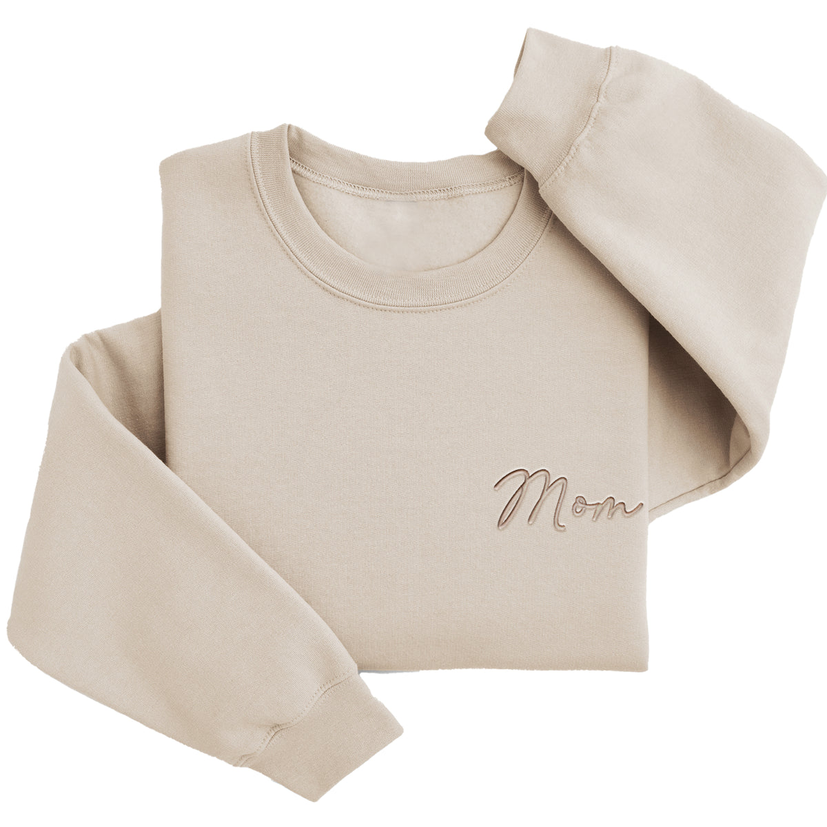 Classic "Mom" Sweater | Custom Embroidered Matching Left Chest J2