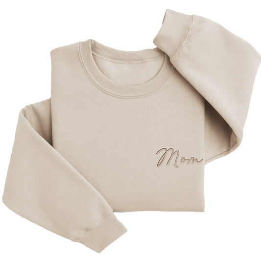 Classic "Mom" Sweater | Custom Embroidered Matching Left Chest J2