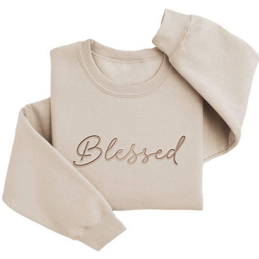 Blessed Minimalist Sweater | Cozy Custom Embroidered Crewneck J5