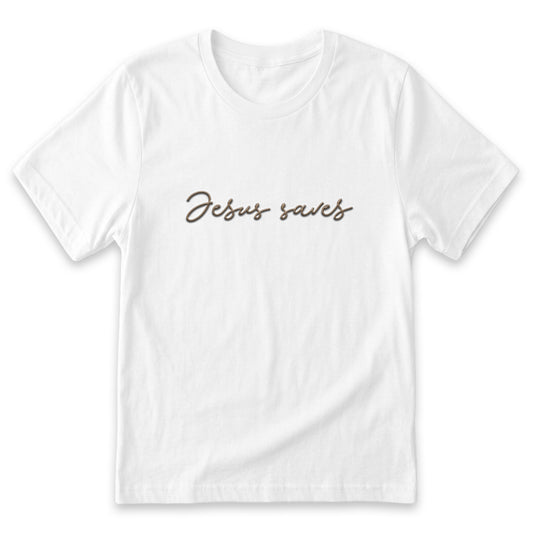 Jesus Saves T-Shirt | Custom Embroidered Christian Cotton Tee J7