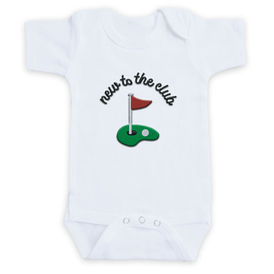 New to the Club ONESIES® | Funny Custom Embroidered Golf Bodysuit L239
