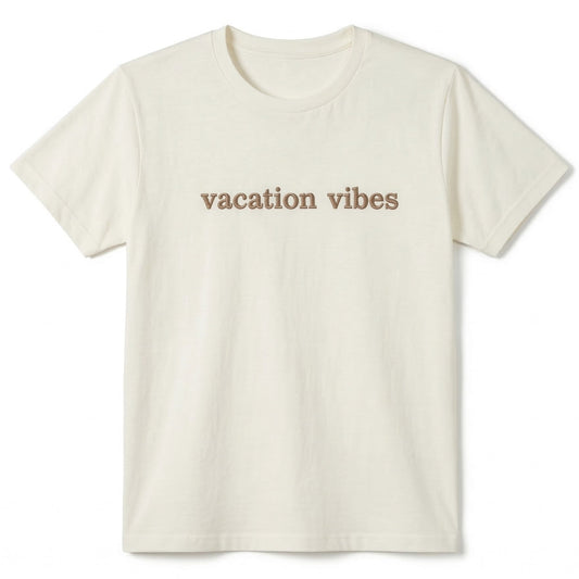 Vacation Vibes T-Shirt | Custom Embroidered Summer Cotton Tee L246