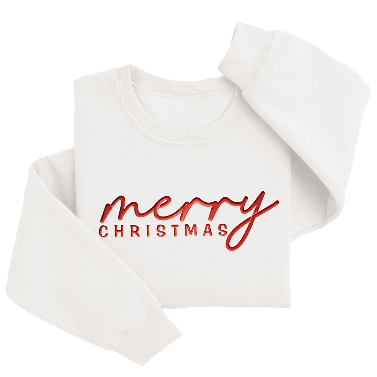 "Merry Christmas" Sweater | Custom Embroidered Holiday Crewneck H61