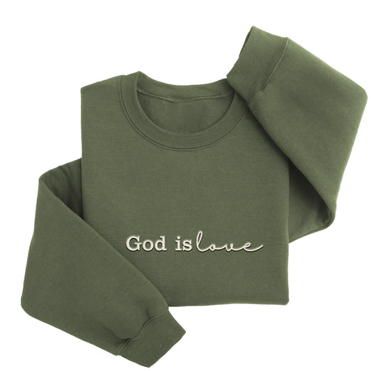 God is Love Sweater | Custom Embroidered Religious Crewneck Rel1043