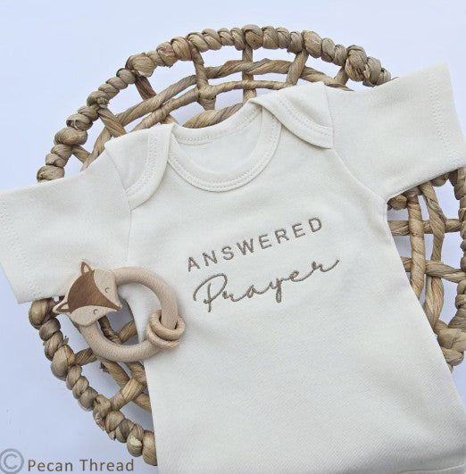 Answered Prayer ONESIES® | Religious Custom Baby Embroidery relig1004